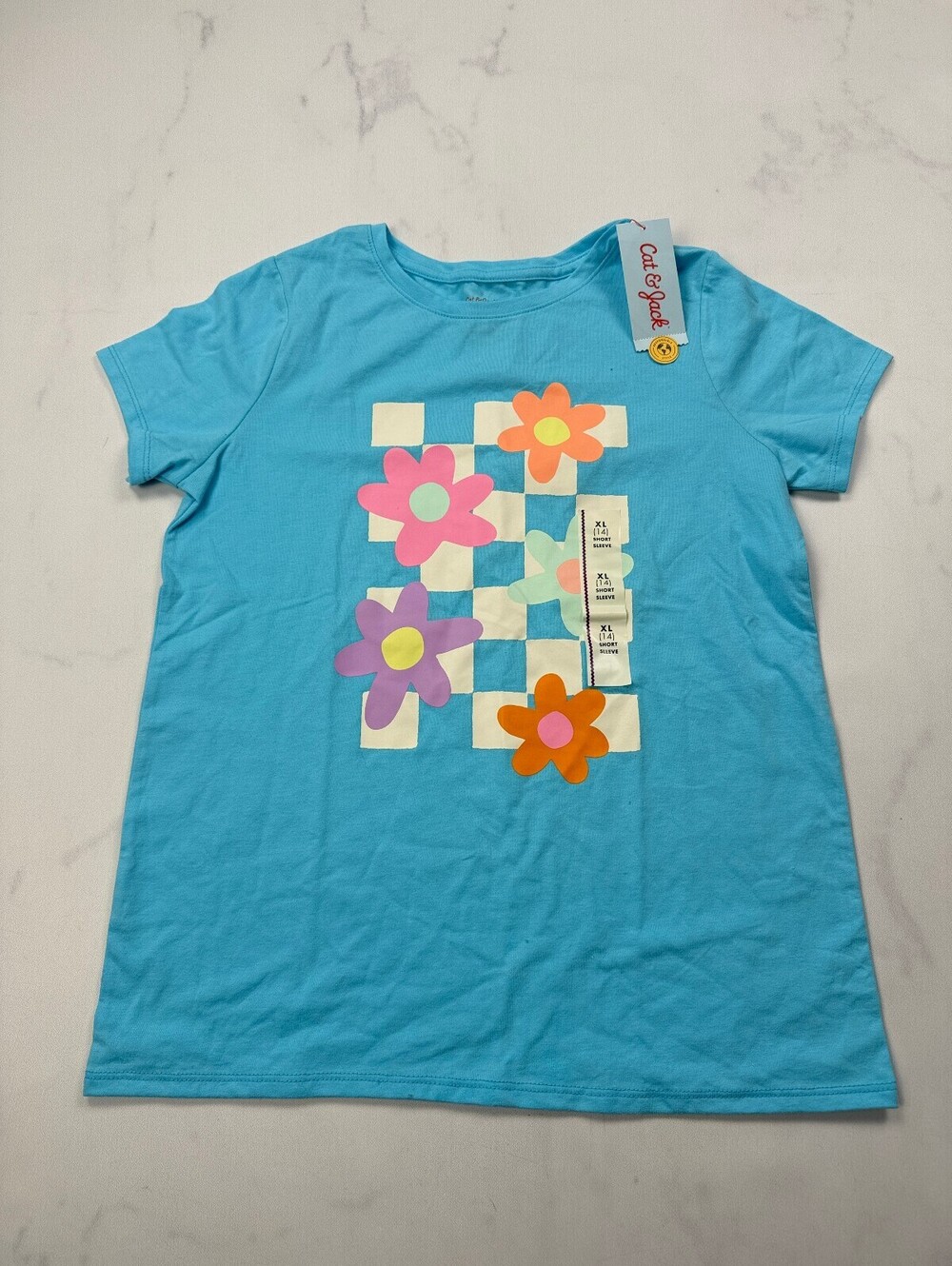 Cat & Jack Graphic Tee Flower Blue 2010s Showstopper - Girls XL